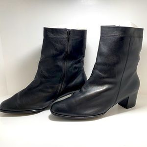 Black leather shoe boots